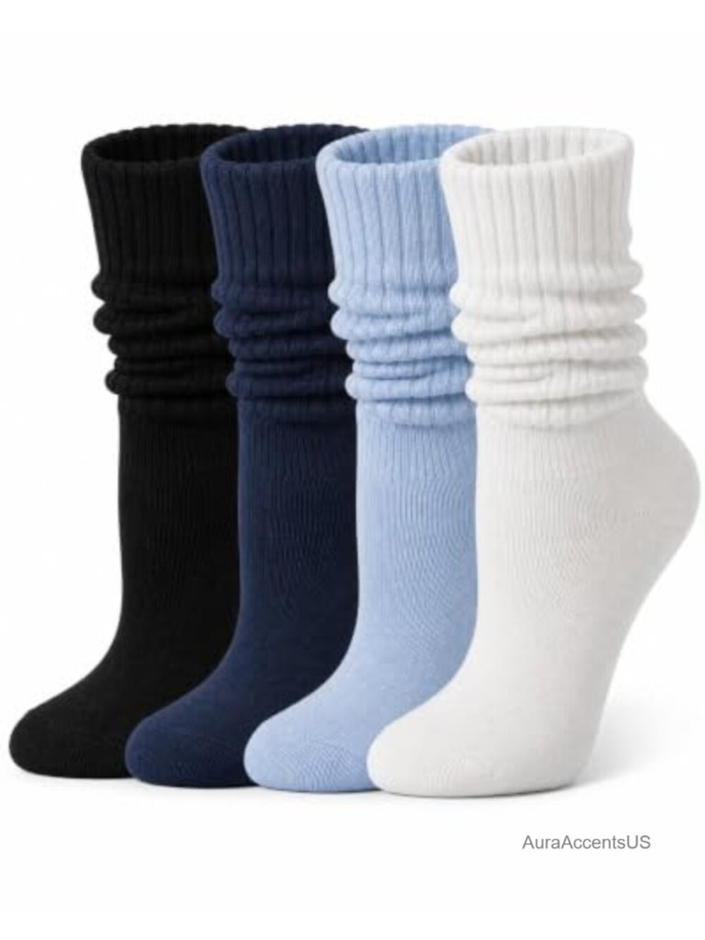 Womens Slouchy Boot Socks Cotton Blend Scrunch Crew Calf Socks